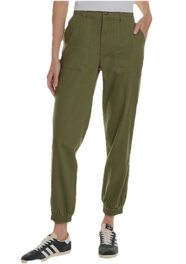 $129 Three Dots Women’s Broken Twill Jogger- Hedge Green- Size: Medium