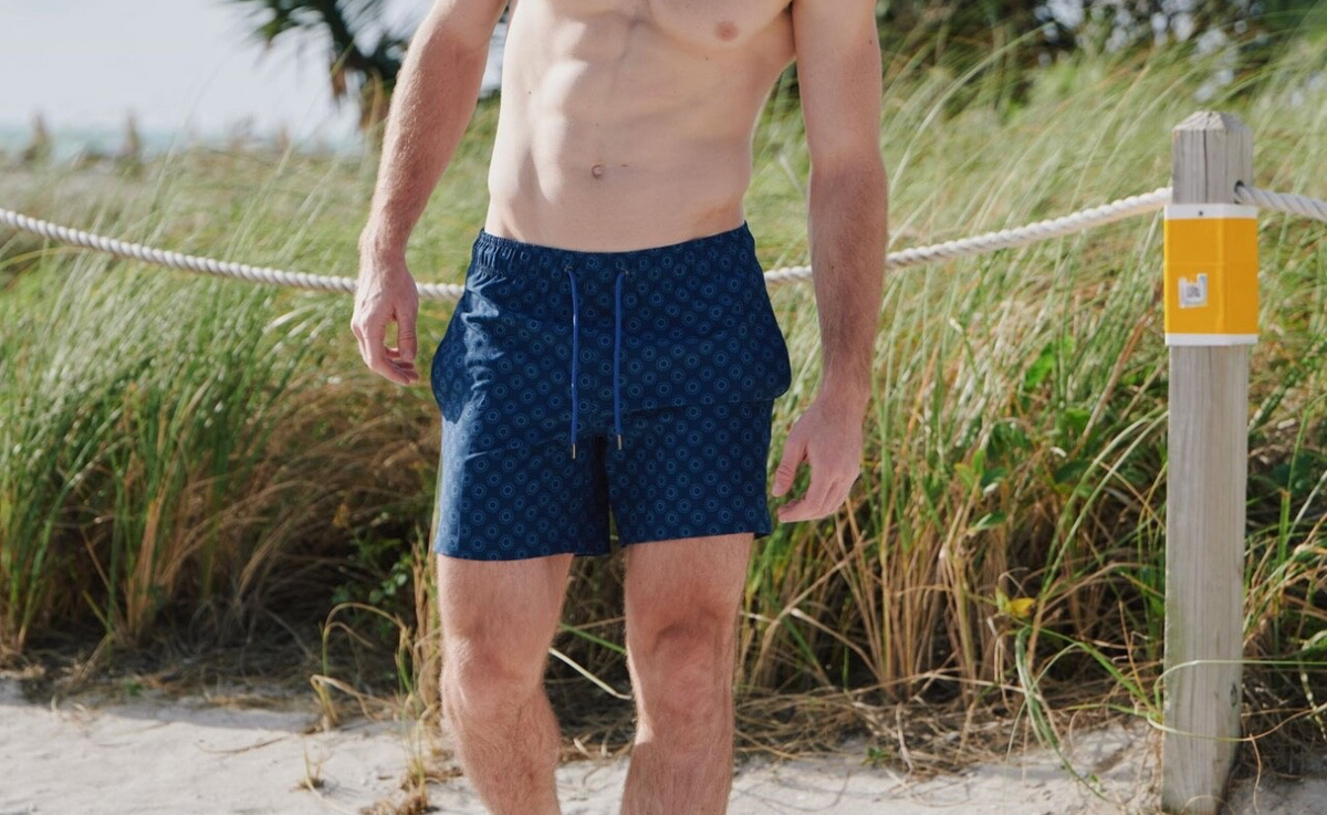 $64 Harmonqlo Men’s Sumba Swim Trunks 6” - Blue - Small - New With Tags