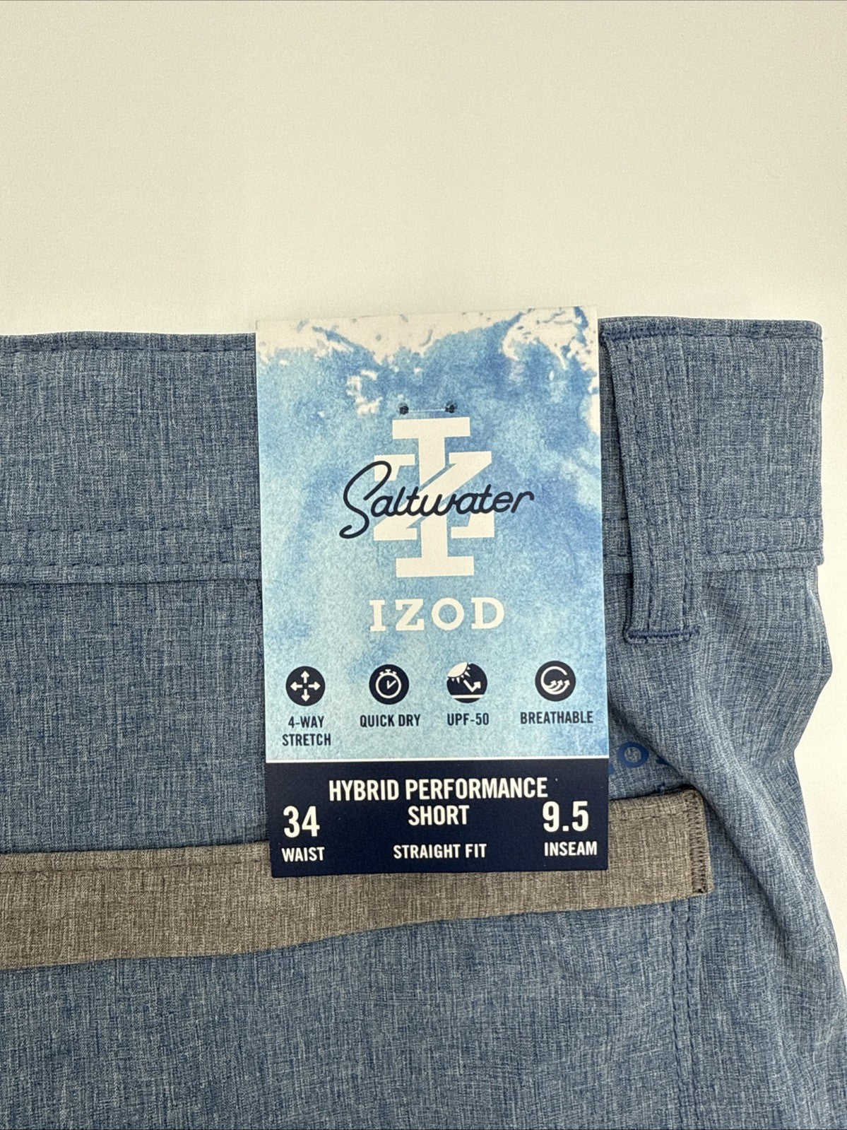 $50 IZOD Men’s Saltwater Hybrid Performance 9.5”Shorts - True Blue-34W-New