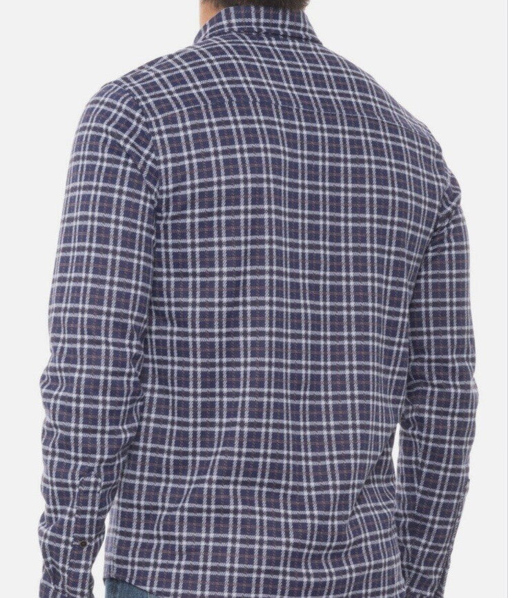 $158 Rhone Men’s Hardy Flannel Shirt Stretch- Blue White Plaids- Small -NEW Tag
