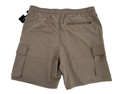 $60 Eddie Bauer Men's Inland 8” Woven Tech Drawstring Pull On Shorts-Taupe-Large