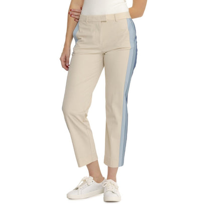 $140 G/FORE Women’s-Stretch Tech Side Stripe Twill Golf Trouser-Tan/Blue-Size 4