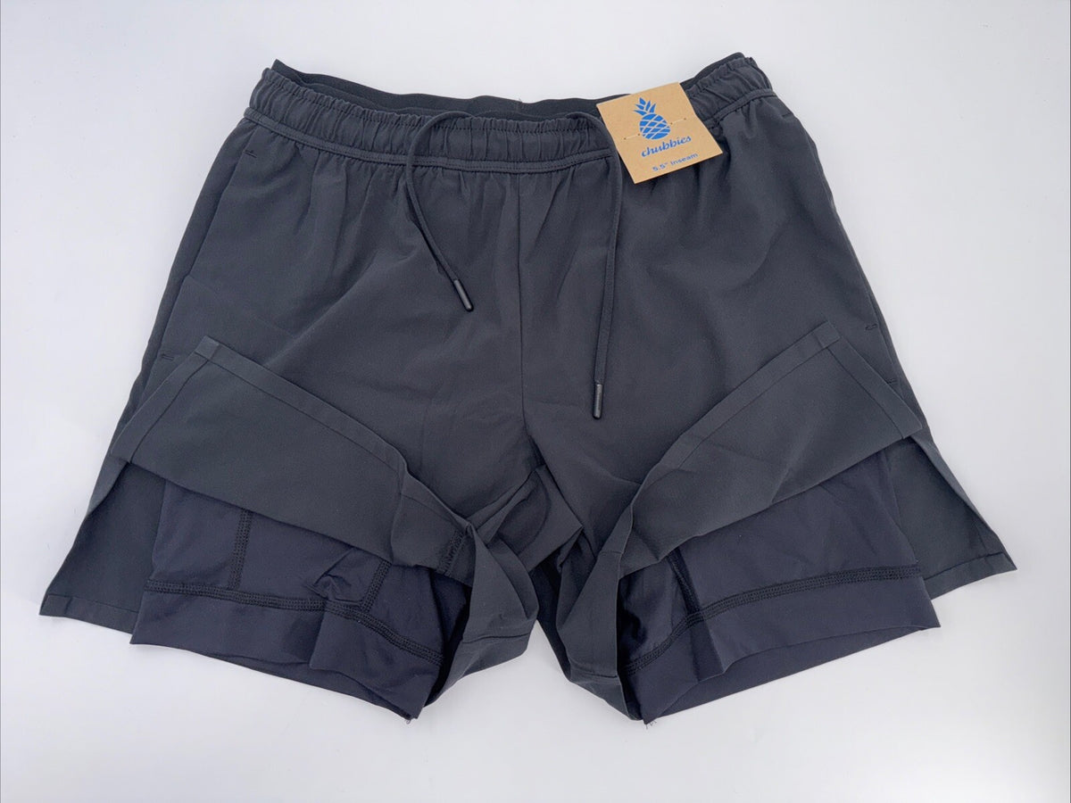 $80 Chubbies Men’s The Secret Agents 5.5” Ultimate Training Shorts-Black-Small-