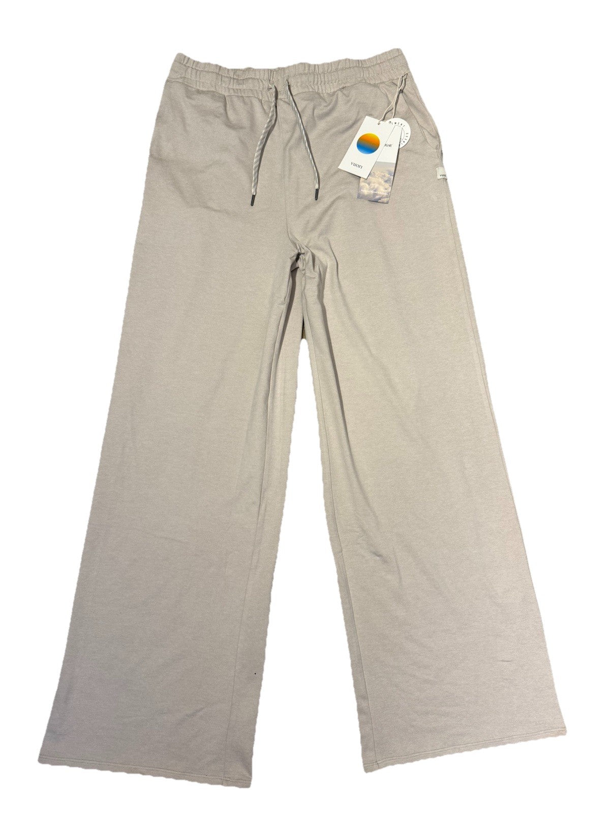 $108 VUORI Women’s Halo Essential Wide Leg Soft Pant- Ecru Heather-Large-New Tag