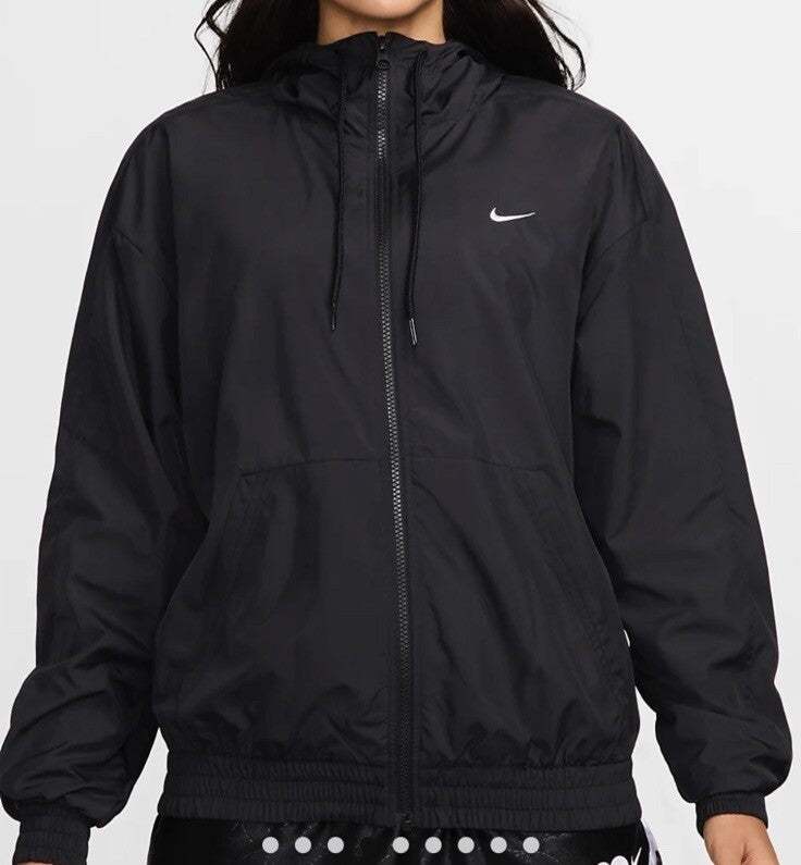 $76 Nike Women's Woven Oversized Hooded Jacket FV6298-010 -Black- Large - New