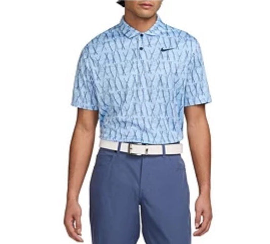 $70 Nike Men’s Dri-FIT Victory Collared Polo FQ1134-422-Blue Print-Small-New Tag