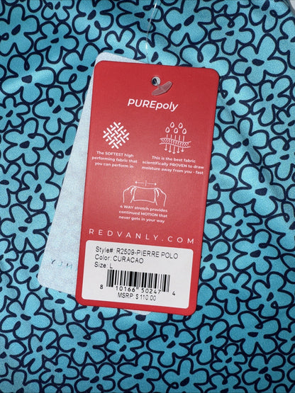 $110 Redvanly Men’s Pierre Golf Performance Polo Shirt-Curaçao-Large-New