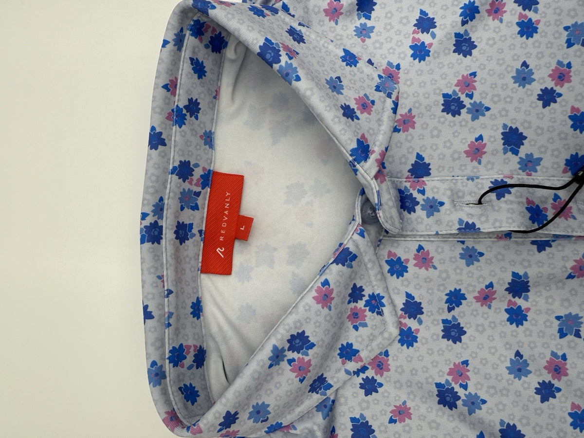 $105 Redvanly Men’s Leone Golf Polo Shirt - Blue Lavender- Large- New Tag