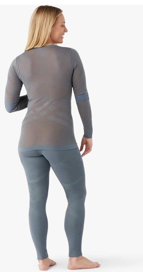 $130 Smartwool Women’s Intraknit Activ Merino Base Layer Top-pewter Blue-Medium