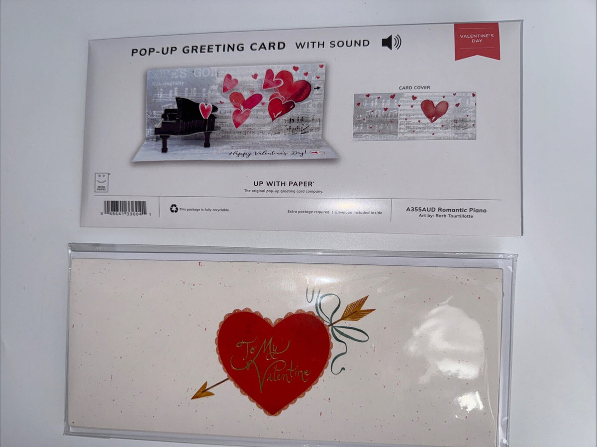 Lot Of 2 Up With Paper Valentine’s Day Cards Love Piano With Sound,Heart Pop-up