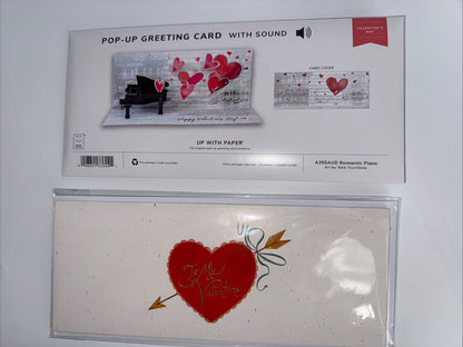 Lot Of 2 Up With Paper Valentine’s Day Cards Love Piano With Sound,Heart Pop-up