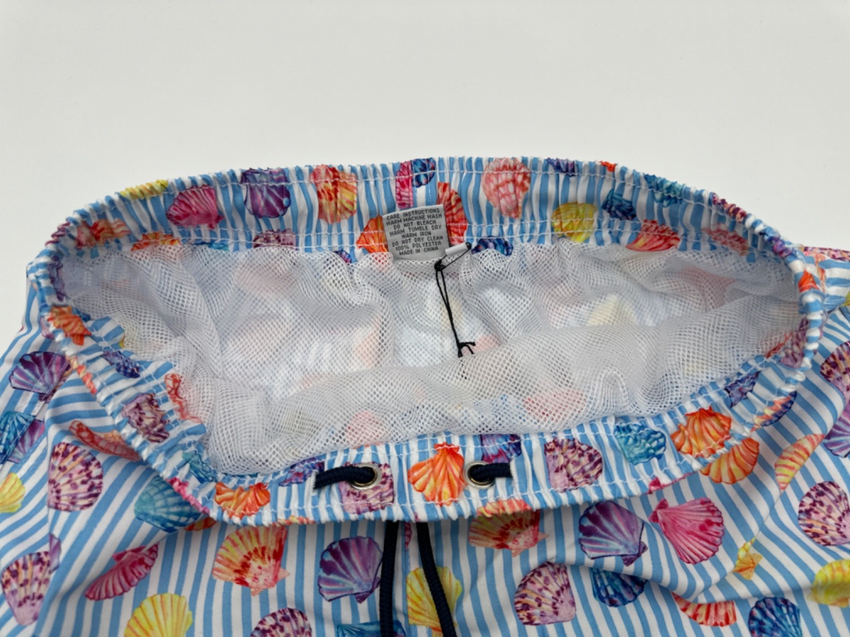 $80 Franks Men’s  6” Swim Shorts - Beachcomber Stripe- Medium- New with Tag