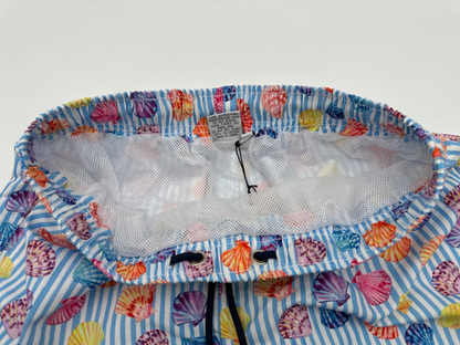 $80 Franks Men’s  6” Swim Shorts - Beachcomber Stripe- Medium- New with Tag