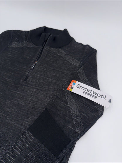 $140 Smartwool Women’s Intraknit Thermal Merino Base Layer 1/4 Zip-Black-Medium