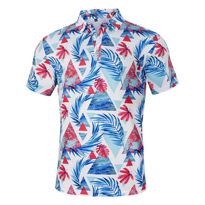 $65 Yatta Golf Men’s MaiKai’i Golf Polo Shirt- White/Blue/Red- Large - New