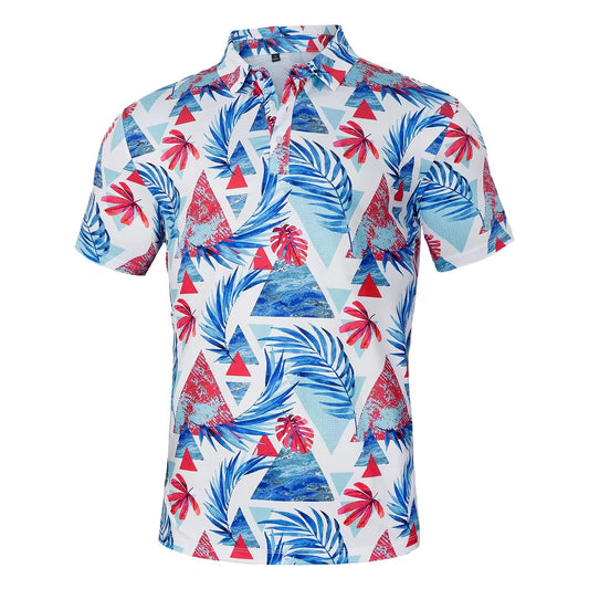 $65 Yatta Golf Men’s MaiKai’i Golf Polo Shirt- White/Blue/Red- Large - New