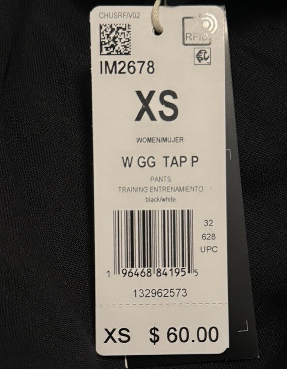 adidas Women’s Aeroready Game&Go Tapered FleeceTraining Pants- Black White- XS