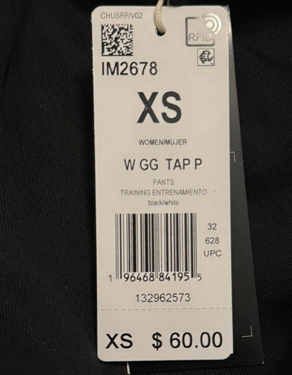 adidas Women’s Aeroready Game&Go Tapered FleeceTraining Pants- Black White- XS
