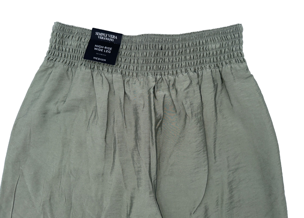 $45 Simply Vera VeraWang Women's High Waist Wide Leg Travel Pant - Olive-Medium