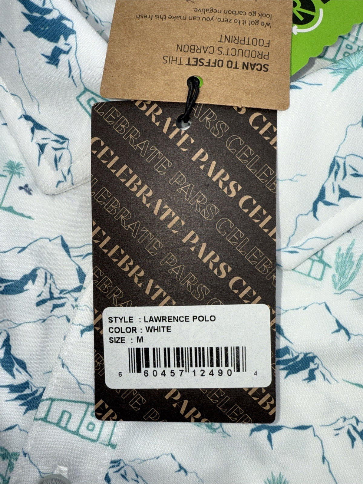 $65 Swannies Men’s Golf Lawrence Polo Shirt- White/Green- Medium - New Tags