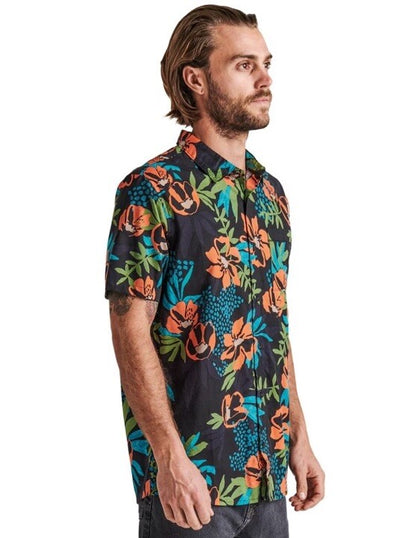 $79 Roark Men’s Journey Tahiti Nui Button S/S Shirt-Black Multi- Small-New Tag