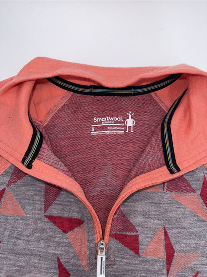 $130 Smartwool Women’s Intraknit Thermal Merino Base Layer 1/4 Zip-Coral-Small