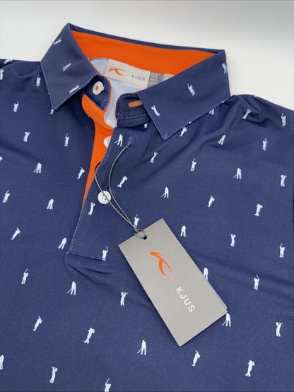 $104 KJUS Men’s Men Golfer Golf Polo Shirt MG60-L11-Atlanta Blue-Small- New Tag