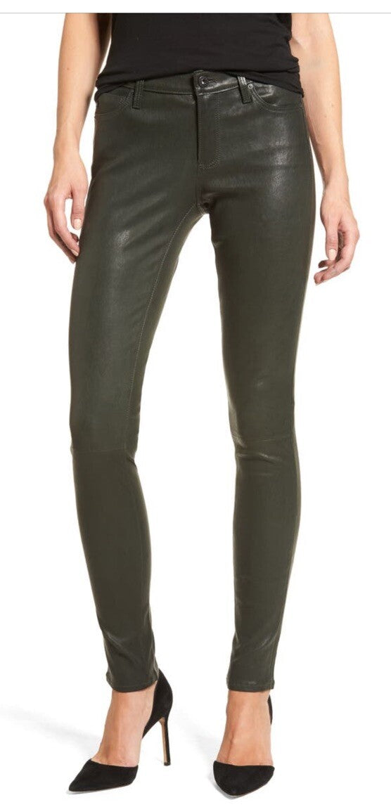 $975 Adriano Goldschmied AG Women’s The Legging Super Skinny Pants-Olive-27W-NEW