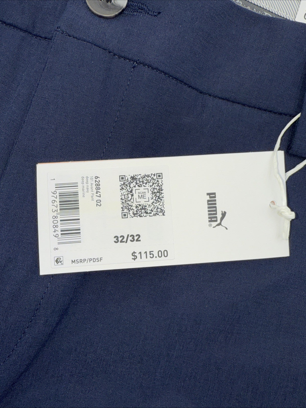 $115 Puma Men’s 101 Slash Pockets Avant Golf Pant 628847 02-Deep Navy- 32W 32L