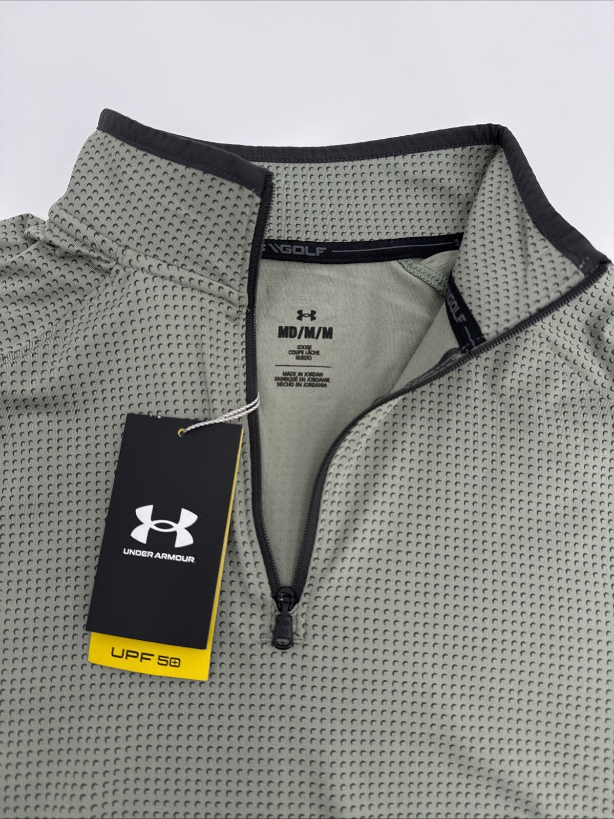 $75 Under Armour Men’s T2 Half Moons Print 1/4 Zip Golf Top - Green- Medium -New