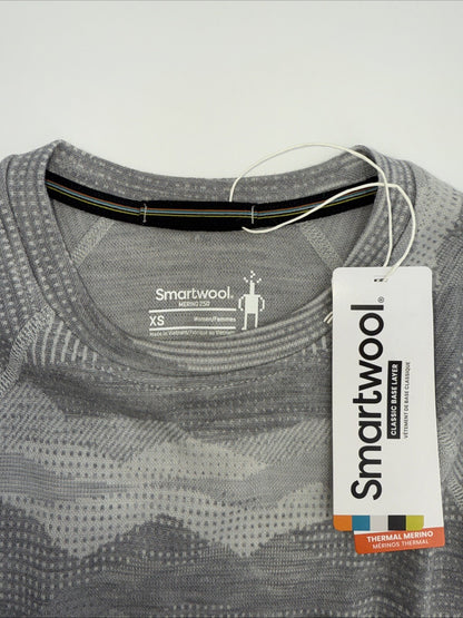 $110 Smartwool Women’s 250 Merino Wool Base Layer Crew Top-Gray Print-XSmall-New