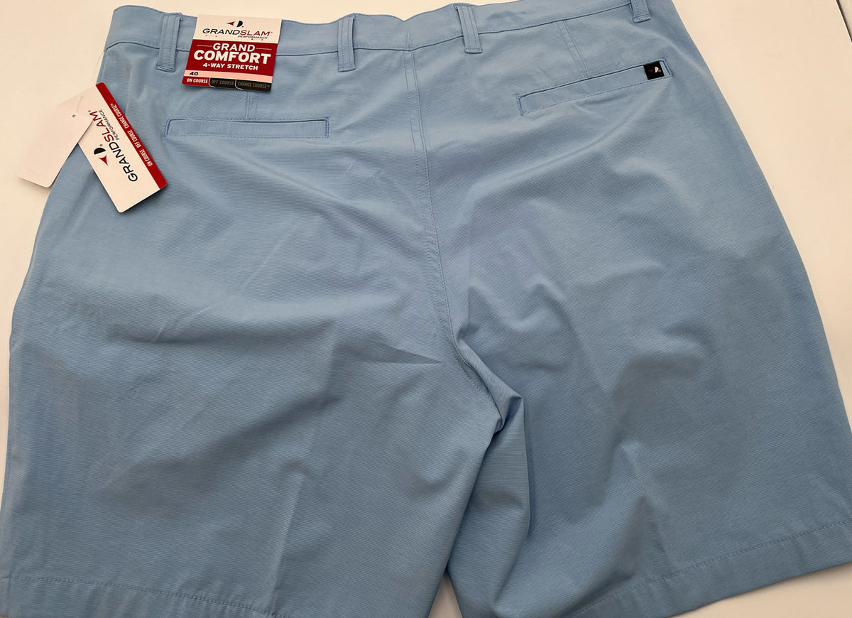 Grand Slam Performance Stretch Golf Shorts Mens -Chambray Blue- 40W- New $65
