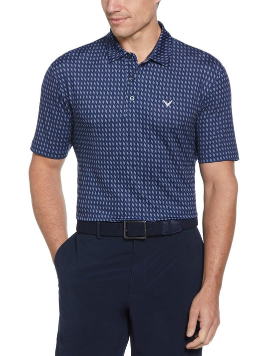 $80 Callaway Men's Textured Chevron Geo Polo Shirt-Navy- Medium - New With Tags