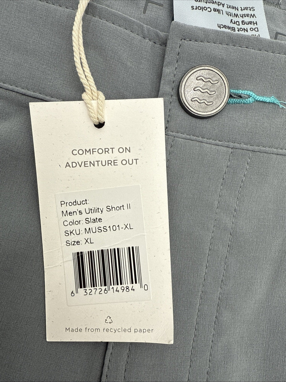 $68 Free Fly Men's Utility Short II - 7.5" - Slate Grey - XLarge - New Tag
