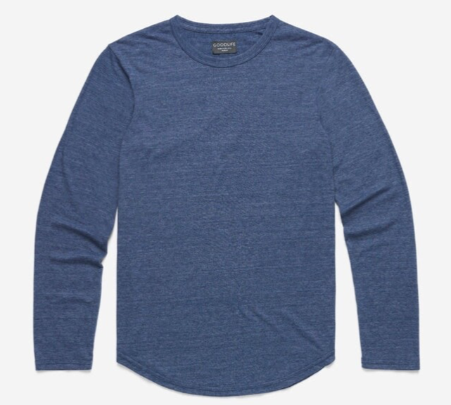 $75 Good Life Men’s Tri Blend Long Sleeve Crew Shirt- Navy - Small - New