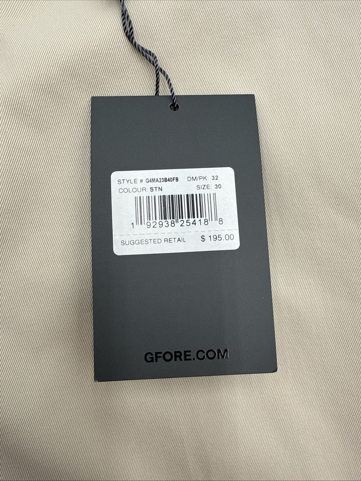 $195 G/FORE Men’s Club Stretch Tech Twill Golf Pants Tailored Fit -Stone-30W 32W