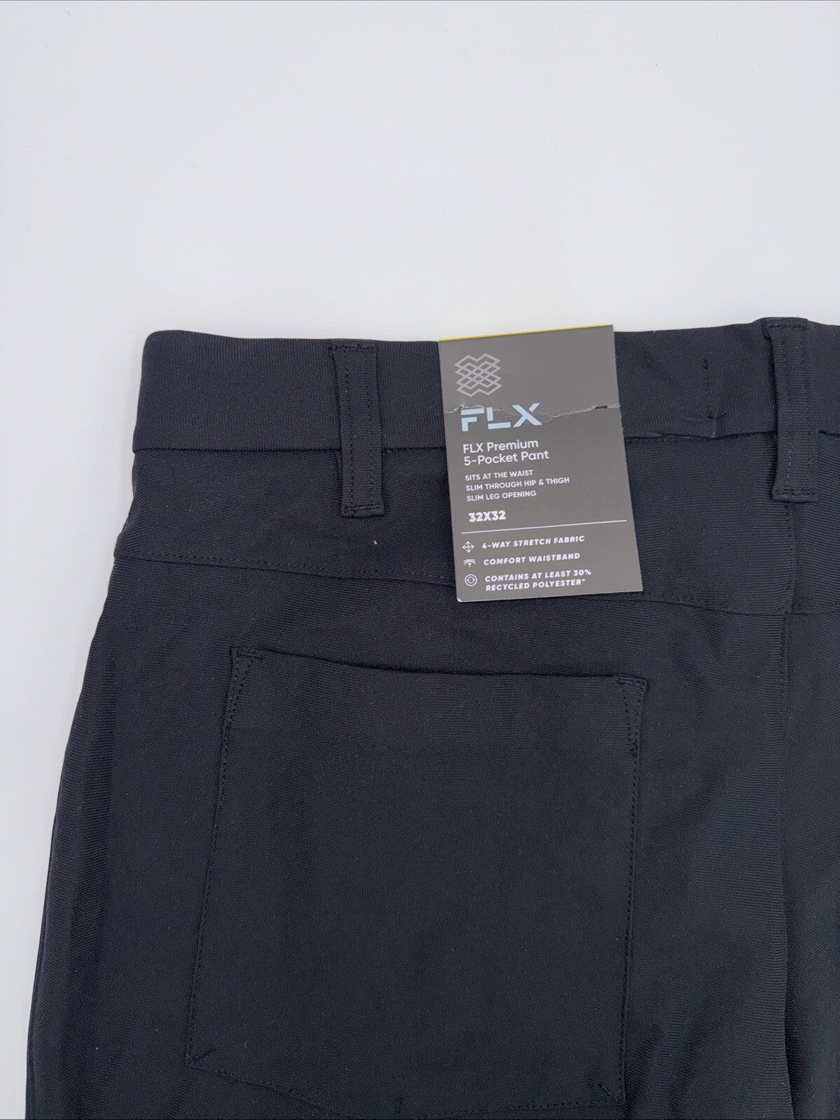 FLX Men’s Premium Slim 5 Pocket Pants- Black- 32W 32L - New Tags