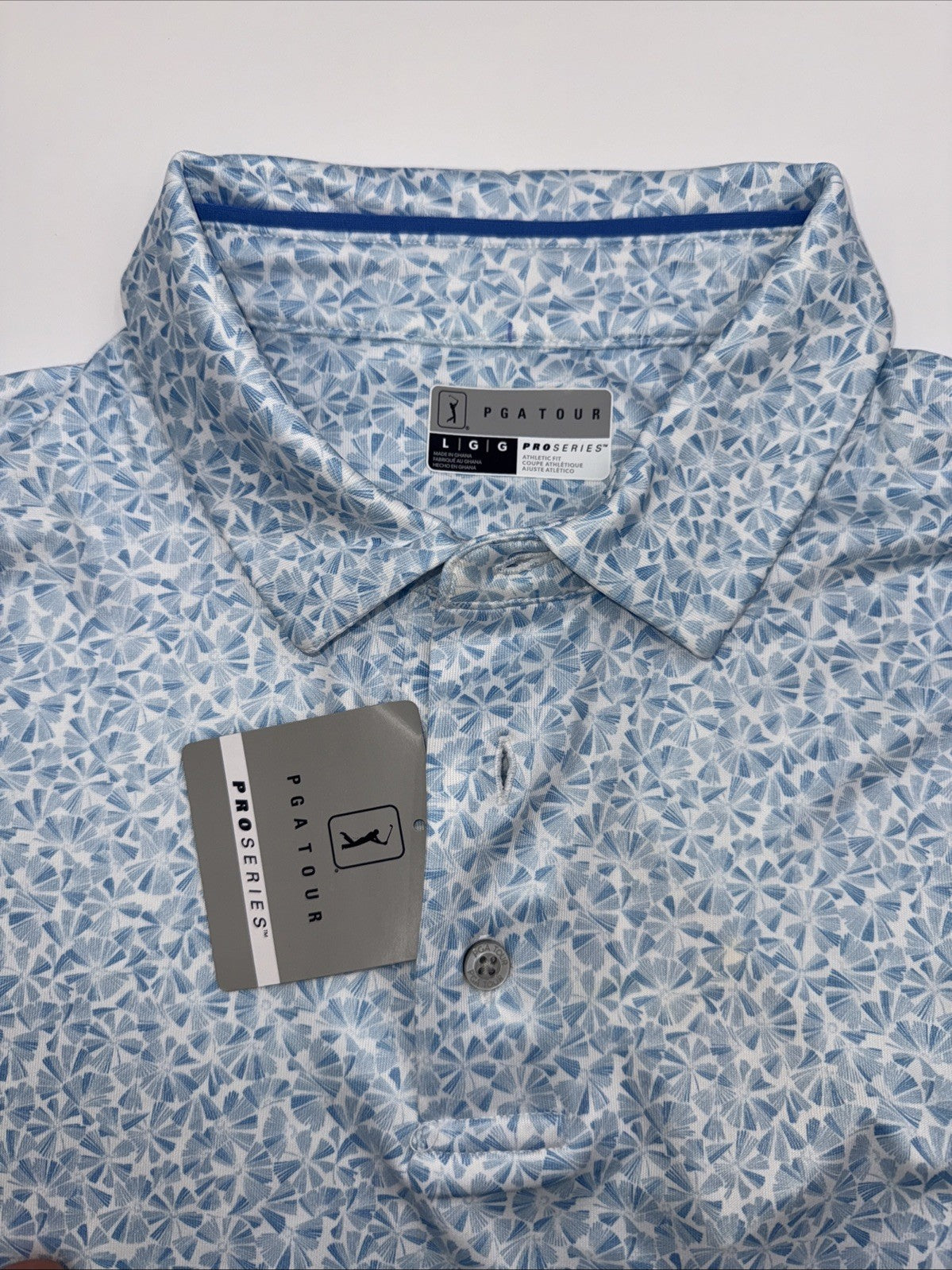 $68 PGA Tour Men's Short Sleeve Polo Shirt - Bright White - Large- New