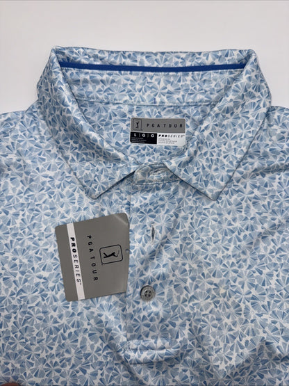 $68 PGA Tour Men's Short Sleeve Polo Shirt - Bright White - Large- New