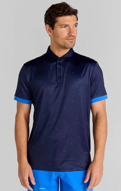 $110 Redvanly Men’s Ramey Golf Performance Polo Shirt-Midnight Navy-Medium-New