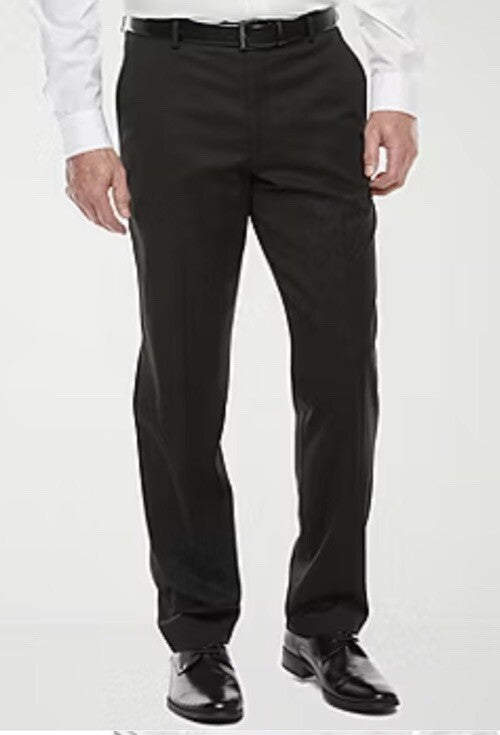 $110Stafford Coolmax Men’s Classic Fit Flat Front Suit Pants- Black- 34W 30L