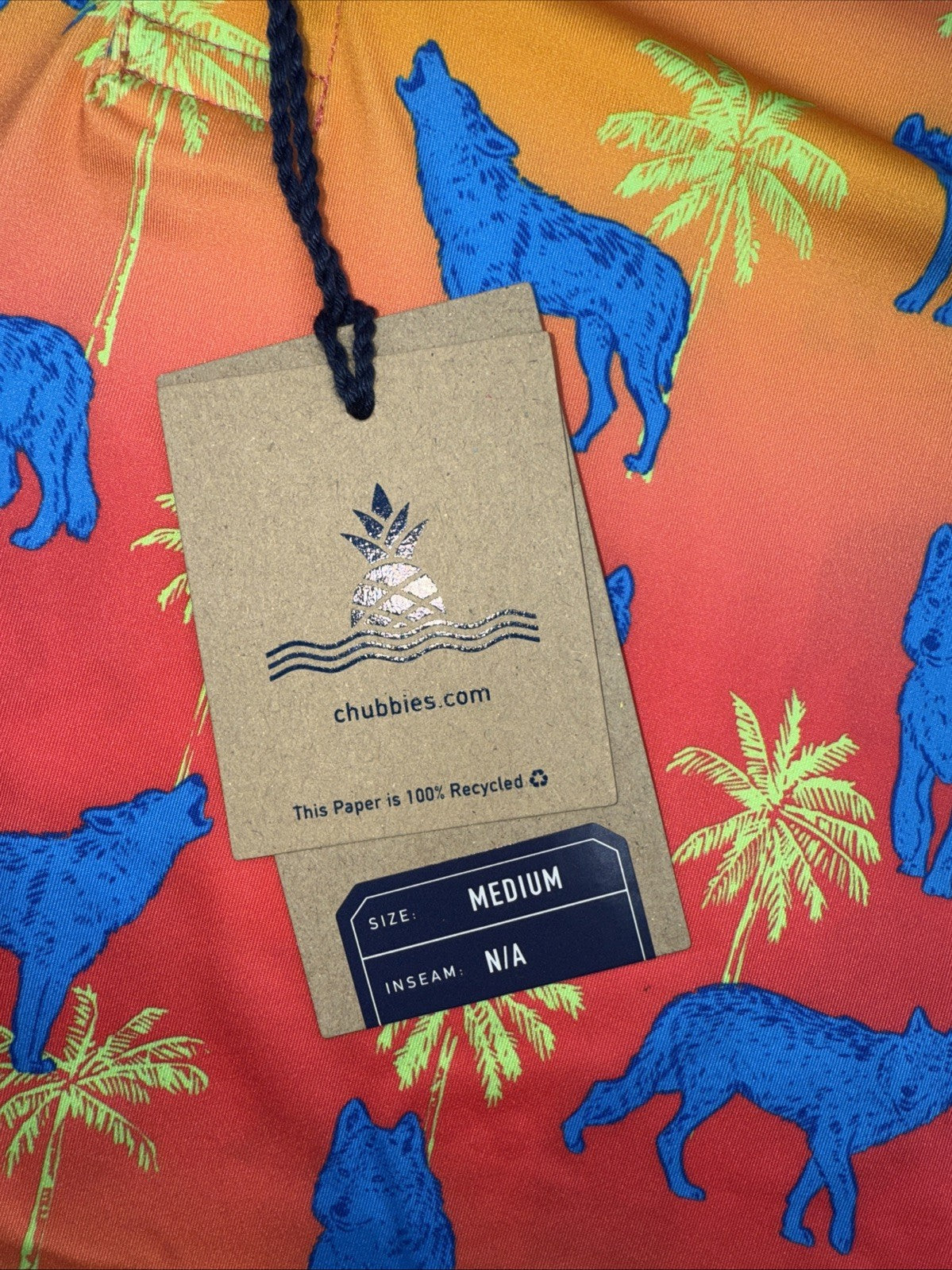 Chubbies Men's The Howler Moon Performance Polo Shirt-Orange Multi-Medium-New