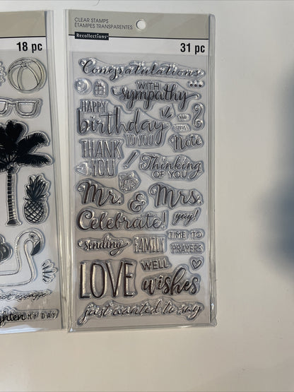Lot Of 3 Recollections Poly Clear Photopolymer Stamps - Combo Lot