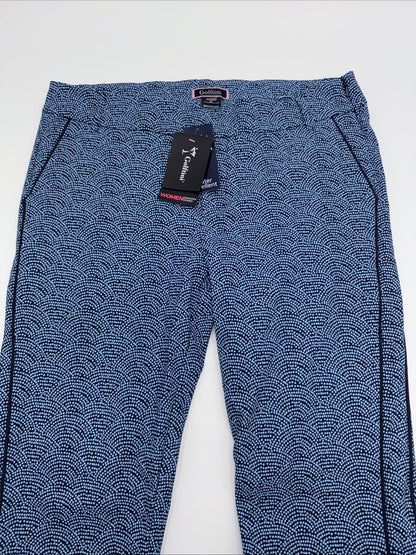 $164 Golftini Ankle Pant Side Stripes Golf Pants- Blue Swirl -Large -New Tags