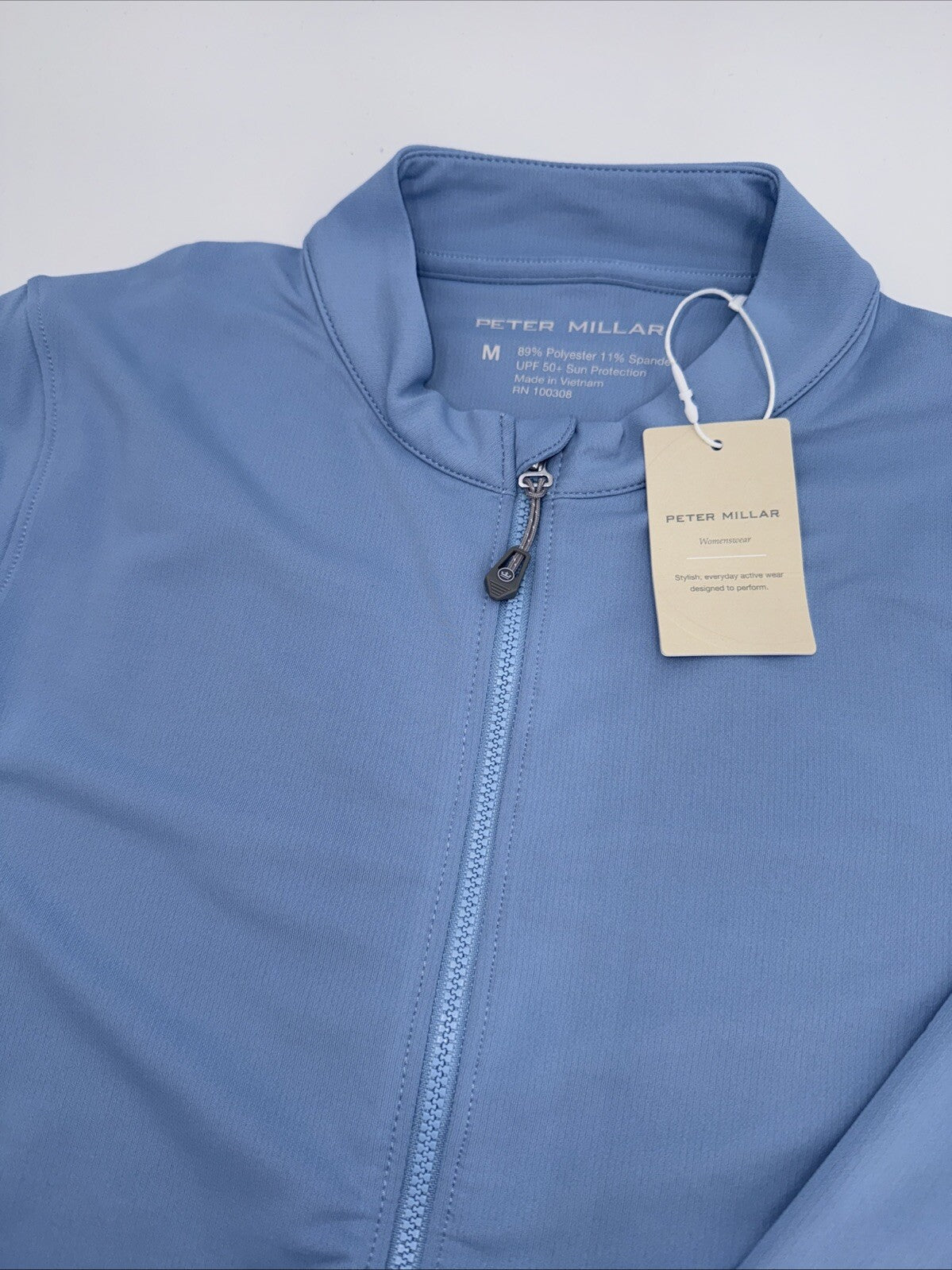 $195 Peter Millar Women’s Katy Full Zip Layer Jacket - Channel Blue- Medium-New