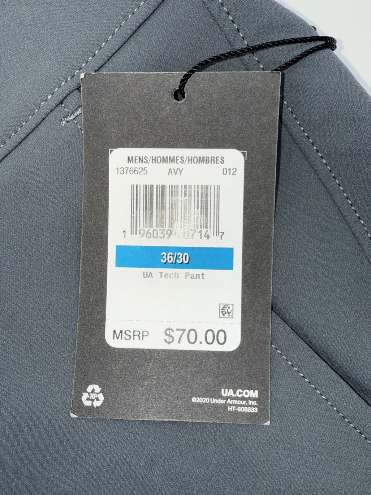 Under Armor Men’s Wicking Golf Flat Front Tech Pants-Pitch Gray-Size 36W 30L-New