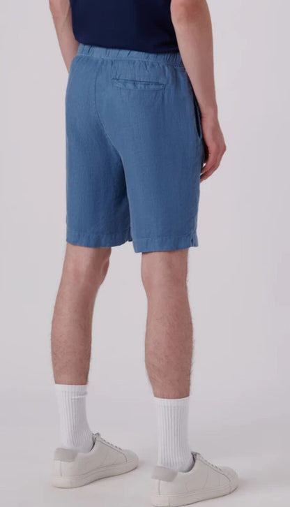 $139 Bugatchi Men’s-Linen Bermuda Short-Rivera Blue- 36W-New Tag