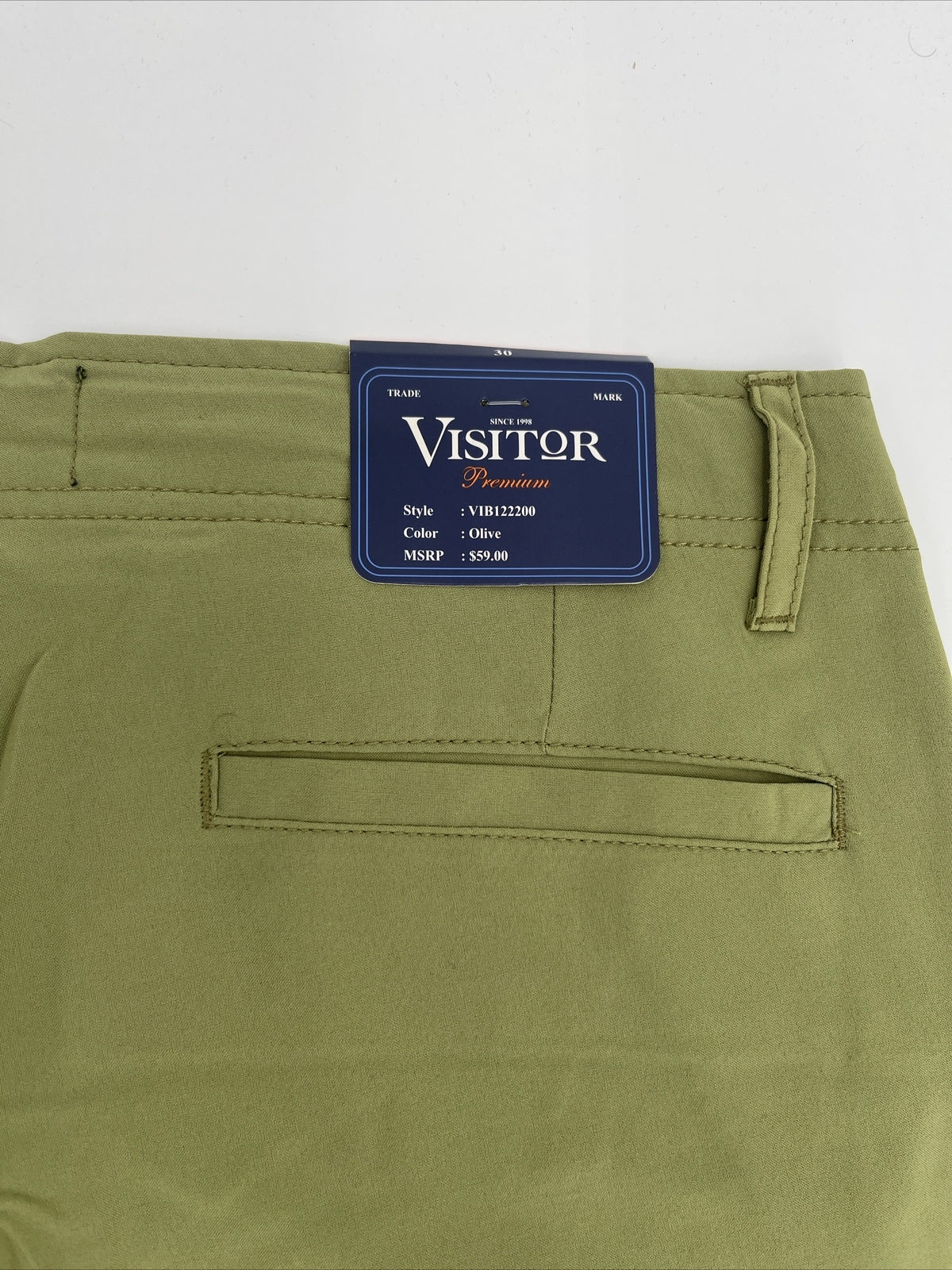 $59 Visitor Men’s Dressy/Casual Micro Light Comfy Shorts -Olive Green-Size: 30”