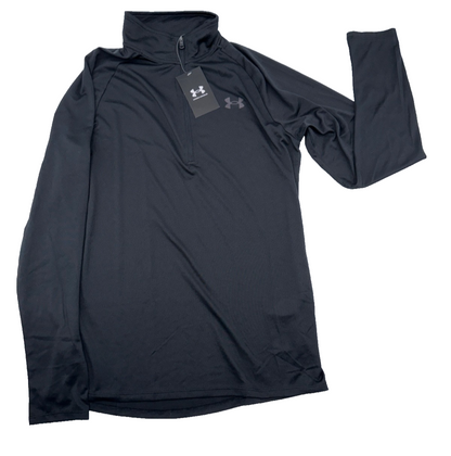 $45 Under Armour Men's UA Tech 2.0 1/2 Zip Tech Long Sleeve Shirt-Black-Small