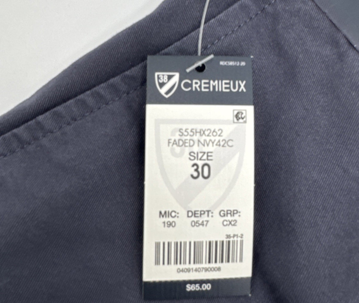 $65 MSRP Cremieux Men’s Soho Tapered Fit 7” Shorts-Faded Navy- Size: 30W  New